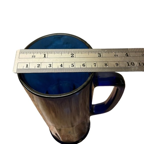 Cobalt Blue Heavy Glass 8.25 Inch Tall Beer Coffee Mug Holds 16 OZS - Picture 6 of 6